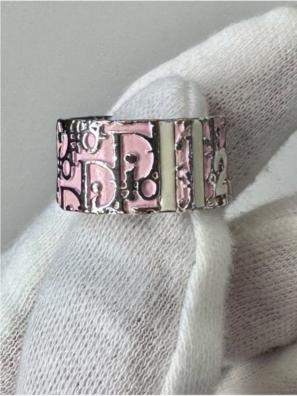 Dior Pink and Silver Trotter Band Ring size 6 w/COA - Picture 5 of 15